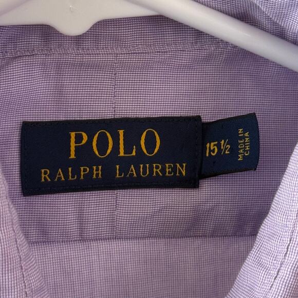 Polo Ralph Lauren Polo Button Down Collar Shirt 100% Cotton Lavender -Size: 15.5 - Picture 5 of 6